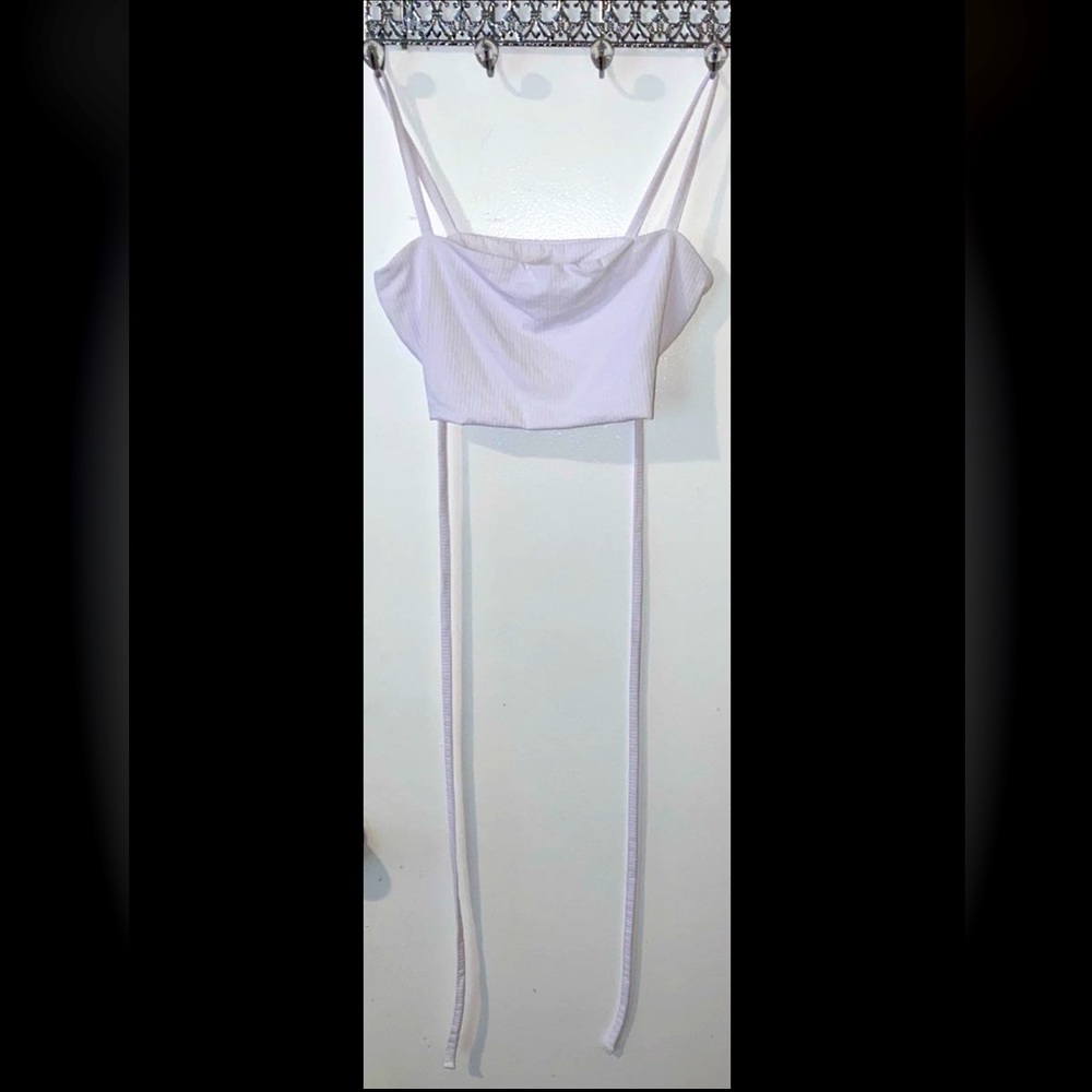 Kookai Designed in Australia Made in Fiji Hollie Tie White Crop Top Tank size M